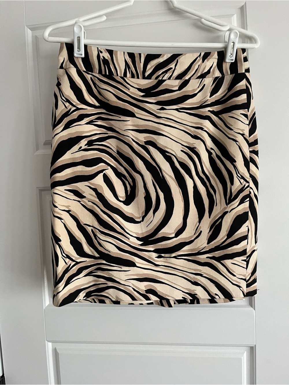 LOFT Beige and Black Zebra-Pattern Mini Skirt
